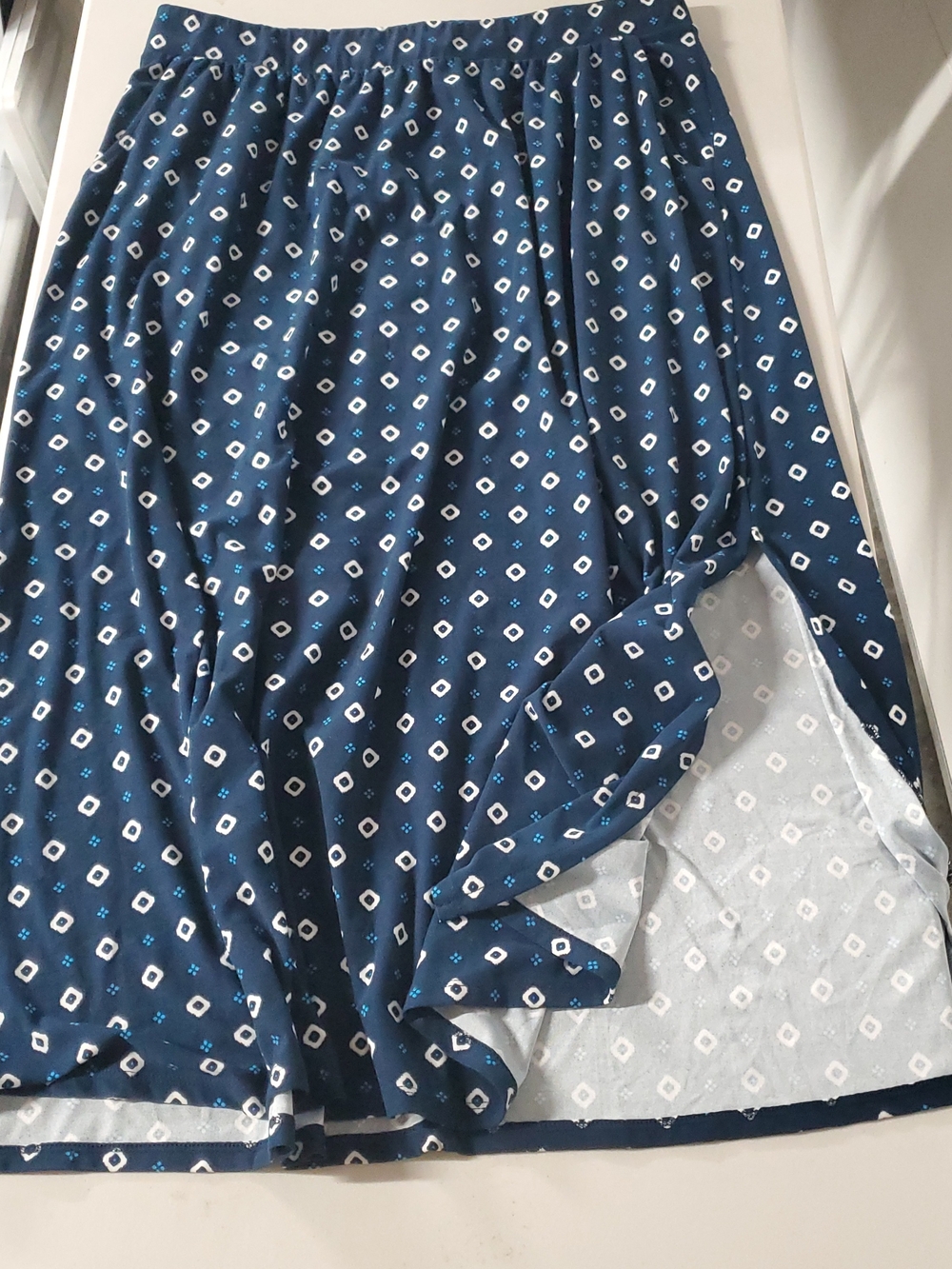 Terra & Sky Navy and White Printed Skirt